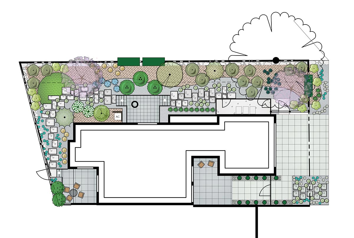Preliminary plan of the landscape design how it works projects created by Helios Landscape Design